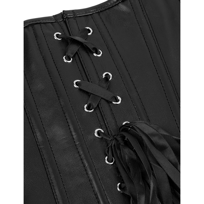 Корсет із застібкою блискавкою Star Night Sexy Leather та шнурівкою, чорний, XS (без коробки)