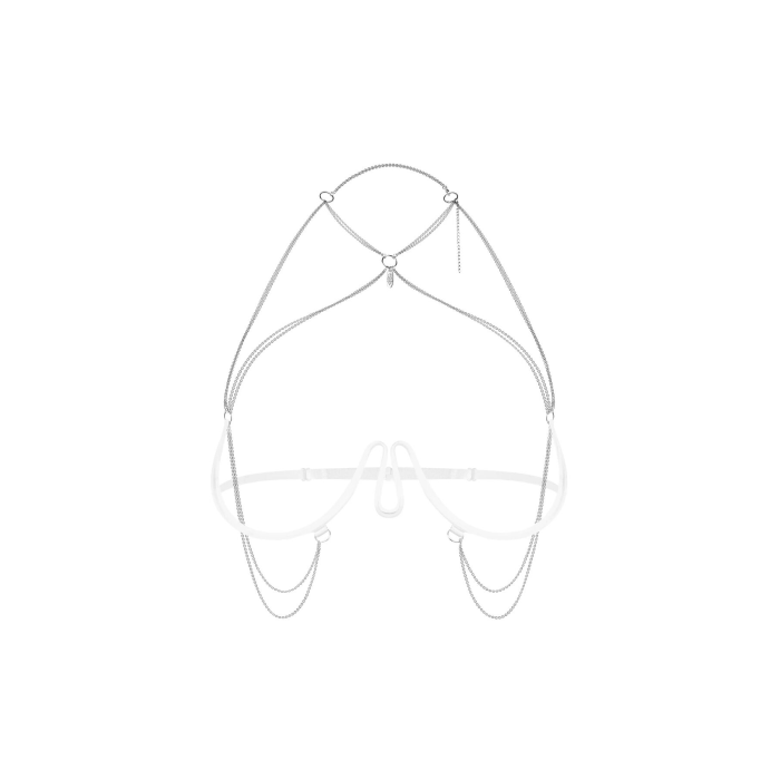 Прикраса на тіло Obsessive Lustique White harness bra S/M/L