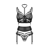Комплект Obsessive Premisis Black 3-pcs crotchless set S/M