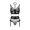 Комплект Obsessive Premisis Black 3-pcs crotchless set S/M