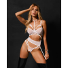 Комплект Obsessive Premisis White 3-pcs crotchless set S/M