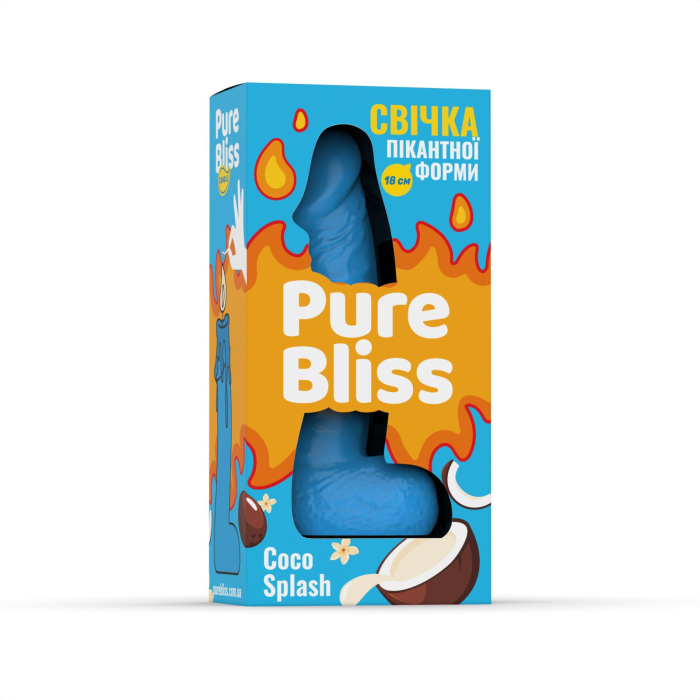 Ароматна свічка пікантної форми Pure Bliss Blue Coco Splash (Кокосове молоко) 18 см