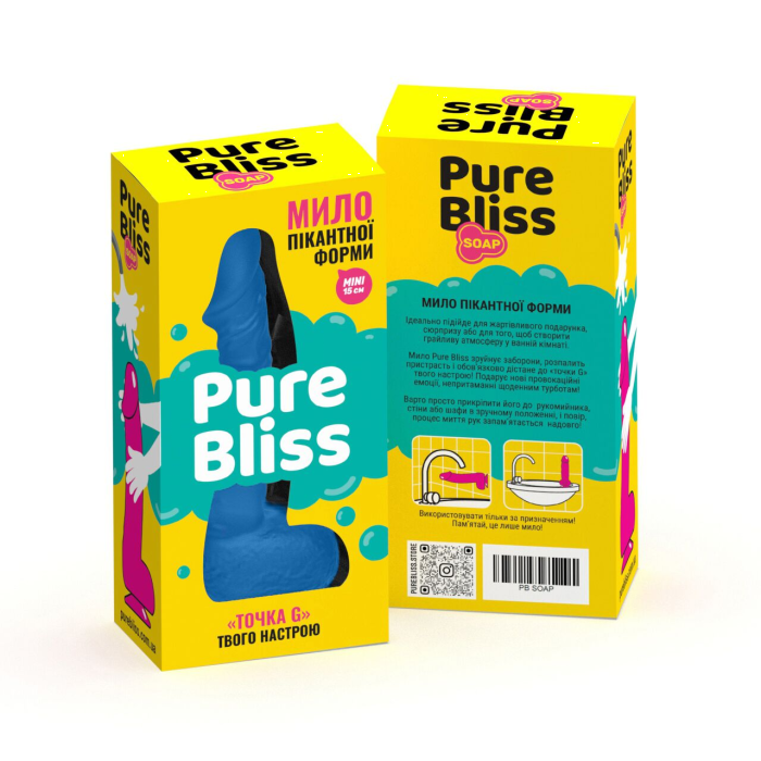 Мило у формі пеніса Pure Bliss MINI Dark Blue, крафтове мило-член, натуральне