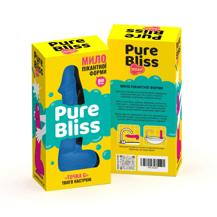 Мило у формі пеніса Pure Bliss BIG Dark Blue, крафтове мило-член, натуральне