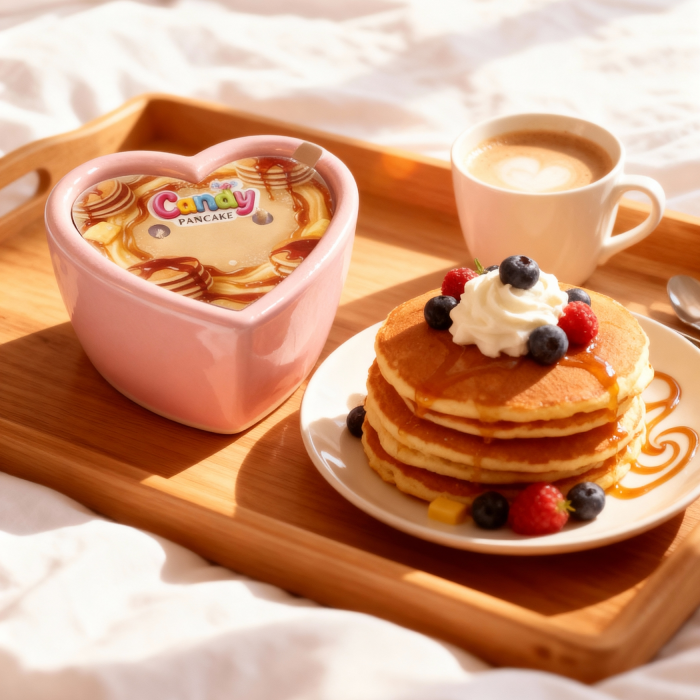 Масажна свічка з ароматом панкейка Candy Pancake у формі серця, 70 мл
