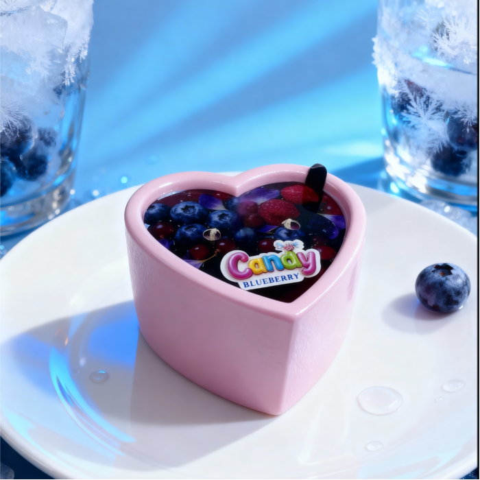 Масажна свічка з ароматом чорниці Candy Blueberry у формі серця, 70 мл