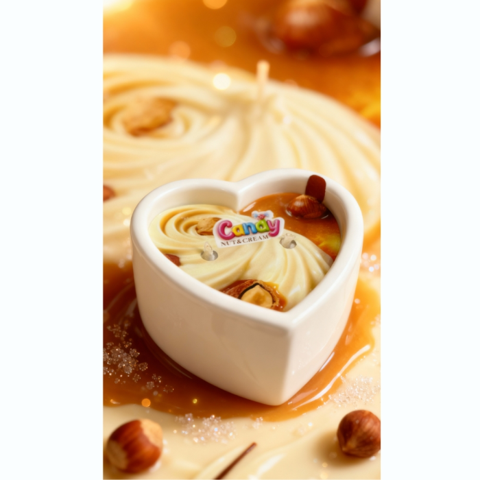 Масажна свічка з ароматом горіхового крему Candy Nut Cream у формі серця, 70 мл
