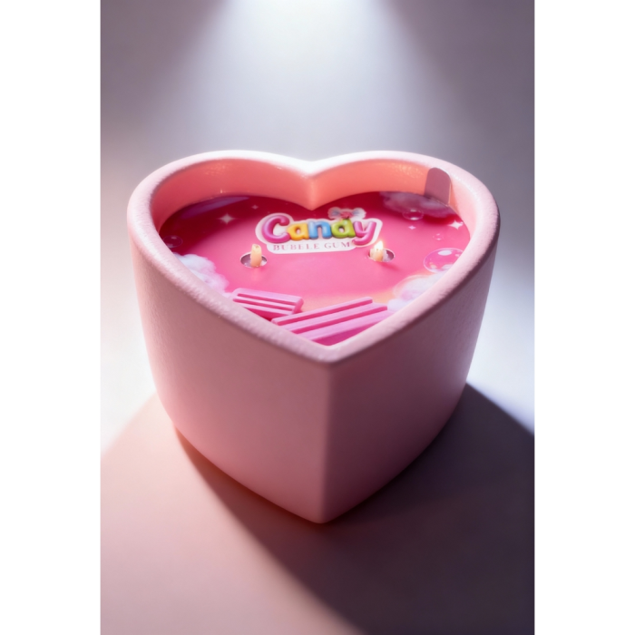 Масажна свічка з ароматом жуйки Candy Bubble Gum у формі серця, 70 мл