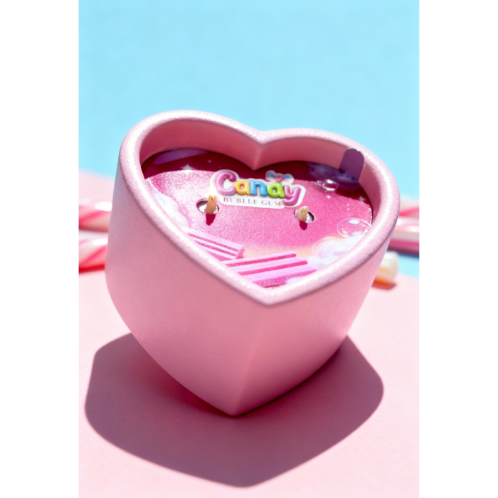 Масажна свічка з ароматом жуйки Candy Bubble Gum у формі серця, 70 мл