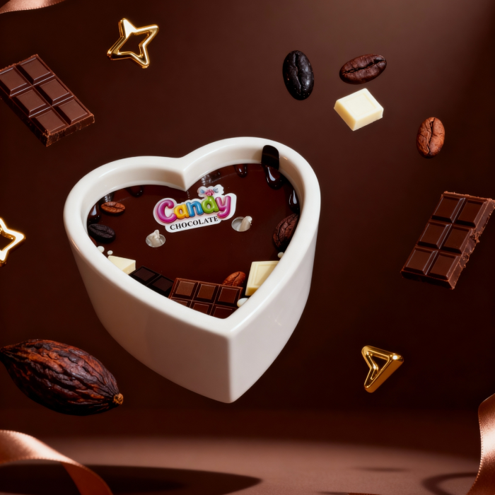 Масажна свічка з ароматом шоколаду Candy Chocolate у формі серця, 70 мл
