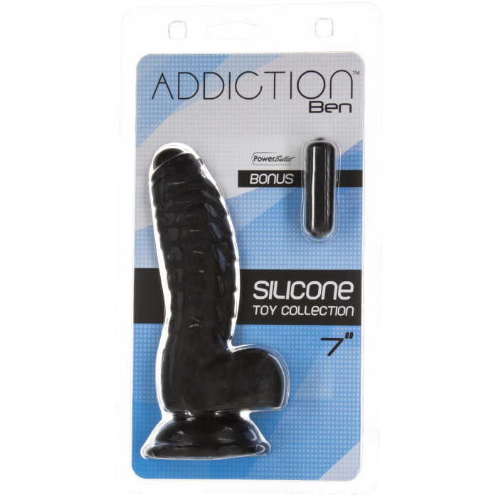 Фалоімітатор ADDICTION Ben 7" Dildo With Balls Black, віброкуля в подарунок