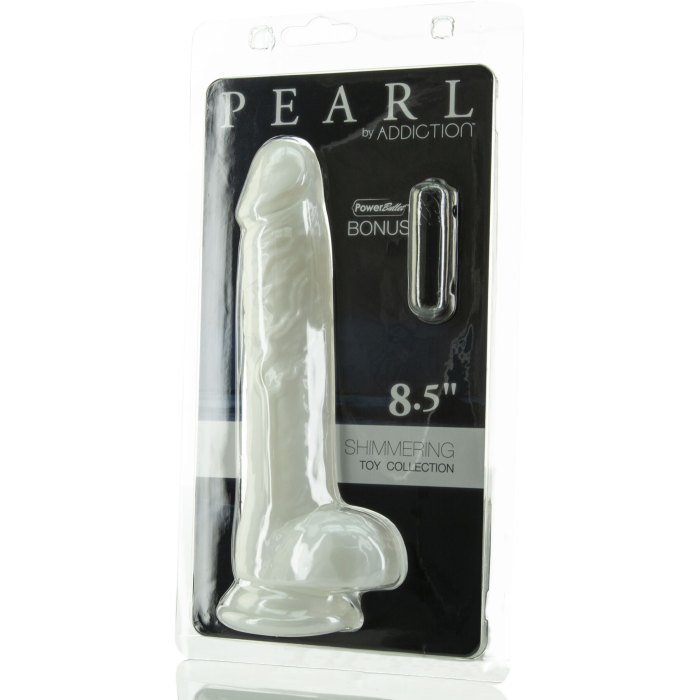 Фалоімітатор ADDICTION Pearl 8.5" Dildo with Balls, віброкуля в подарунок