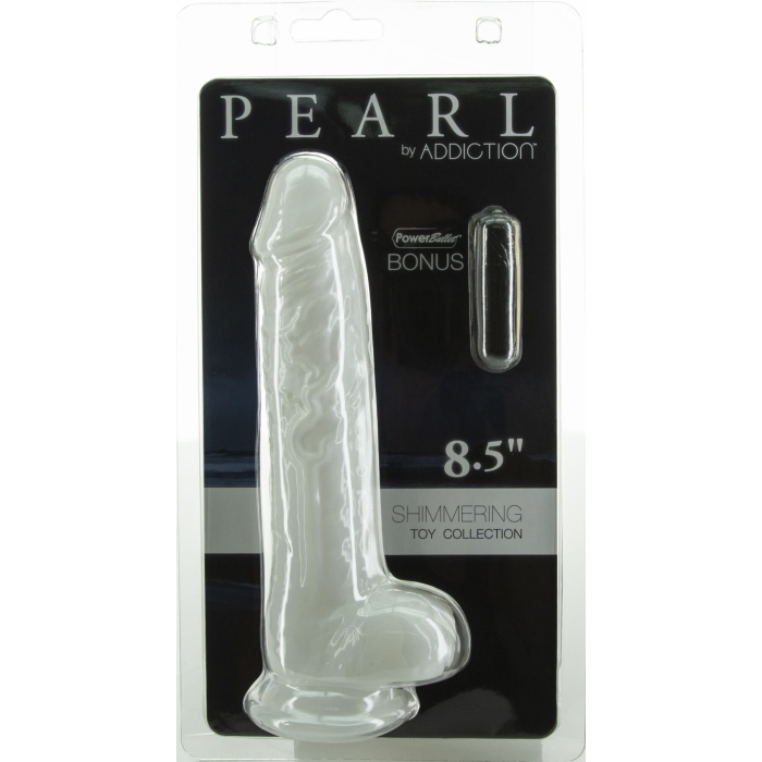 Фалоімітатор ADDICTION Pearl 8.5" Dildo with Balls, віброкуля в подарунок