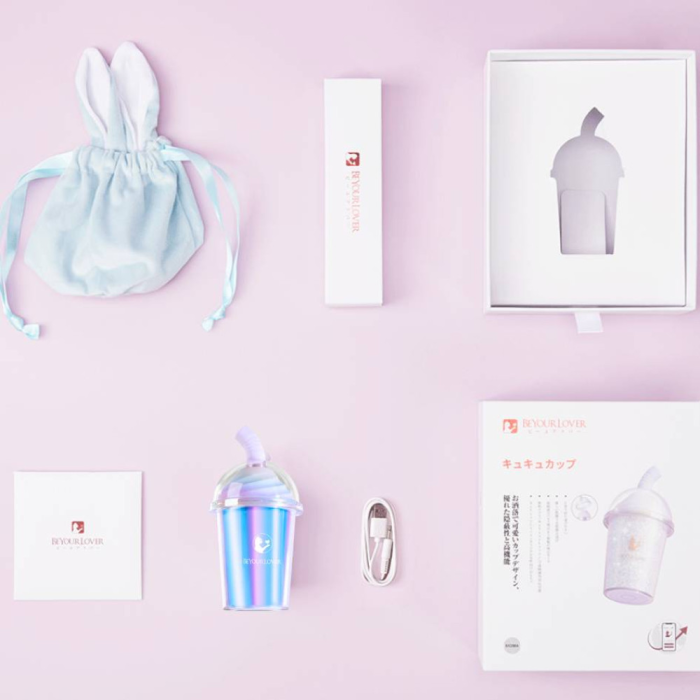 Вакуумний стимулятор у формі стаканчика з трубочкою BeYourLover Joy Cup голубий, 9.1 см х 4.6 см