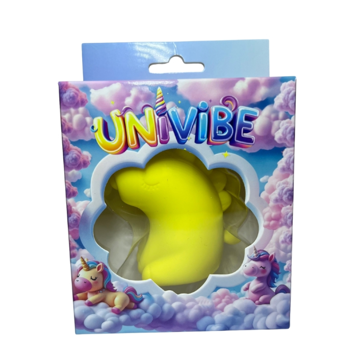 Стимулятор клітора з пульсацією UNIVIBE Єдиноріг, 5 режимів, жовтий