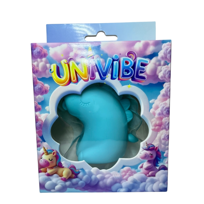 Стимулятор клітора з довгим обертовим язичком UNIVIBE Єдиноріг, 10 режимів, блакитний