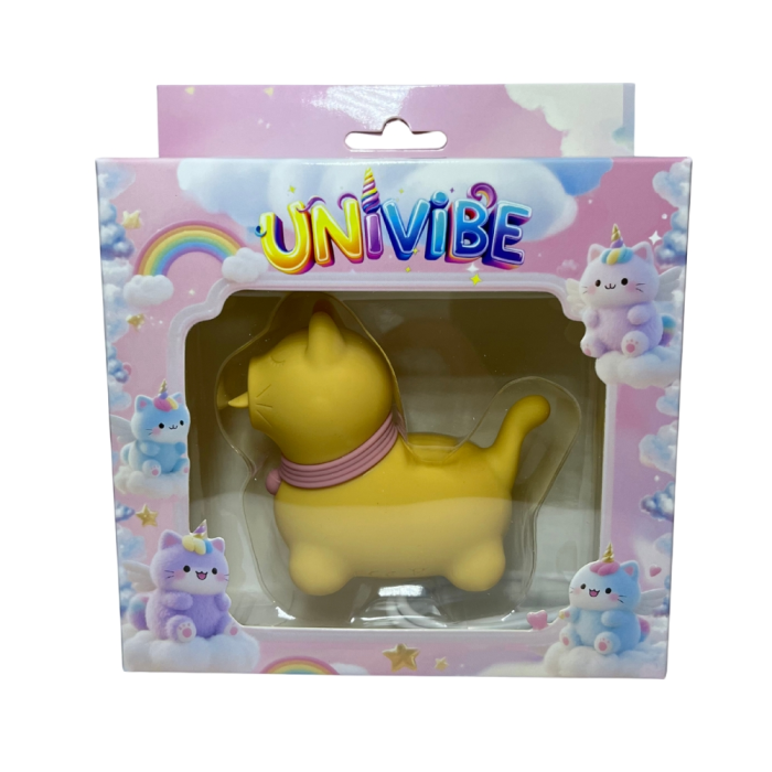 Стимулятор клітора з язичком UNIVIBE Котик, 10 режимів, жовтий