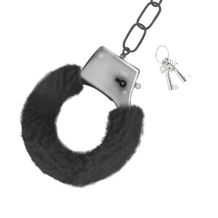 Наручники Love Cuffs Crushious металеві, з чорним хутром