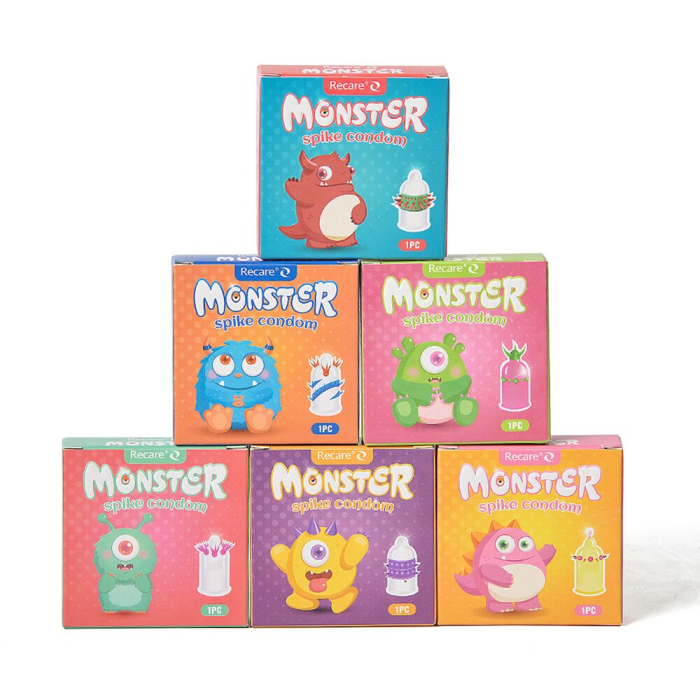 Насадка на член Recare Yellow Monster Spike Condom (презерватив з рядами пухирців та шипів)