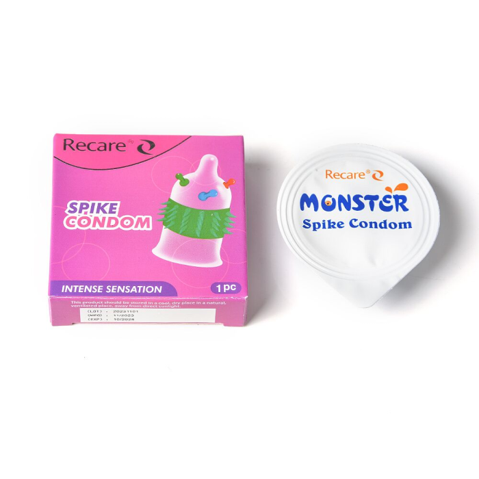 Насадка на член Recare Spike Condom Pink (презерватив з кульками та рядами шипів)