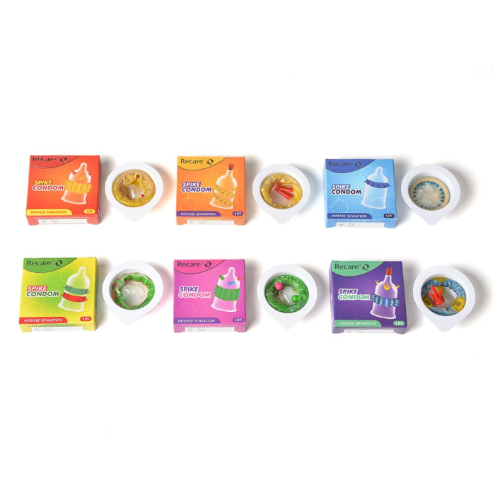 Насадка на член Recare Spike Condom Purple (презерватив з вусиками та рядами шипів)