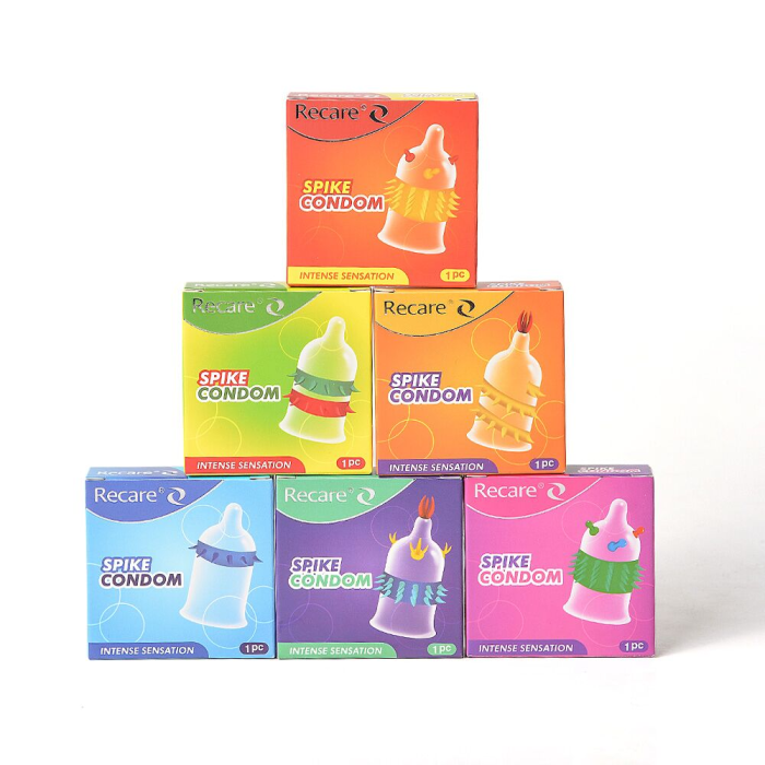 Насадка на член Recare Spike Condom Purple (презерватив з вусиками та рядами шипів)