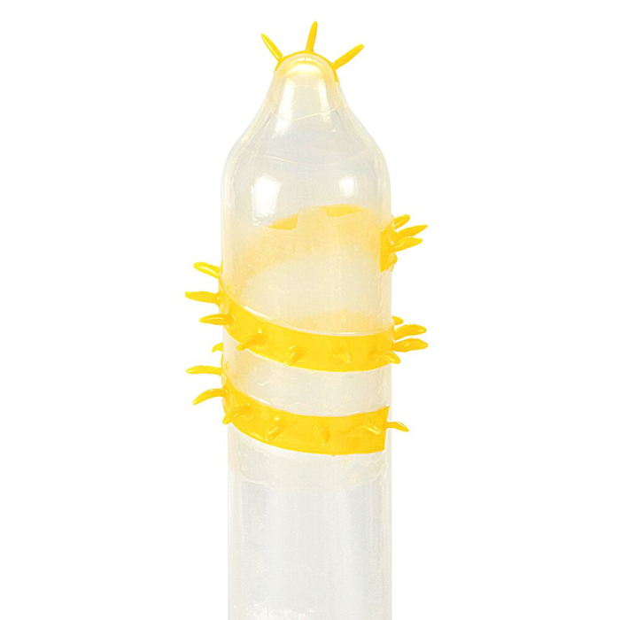 Насадка на член Recare Spike Condom Yellow (презерватив з вусиками та спіраллю шипів)