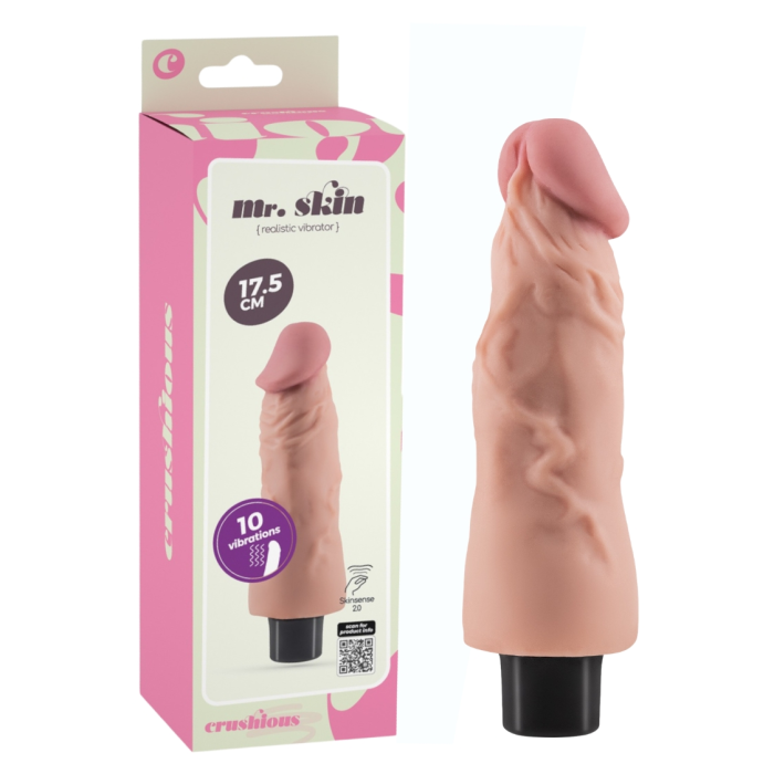 Вібратор реалістичний CRUSHIOUS Mr. Skin, 10 режимів, бежевий, 17,5 х 4 см