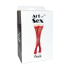 Панчохи в дрібну сітку з лакованою коронкою Art of Sex - Rose, колір червоний, М