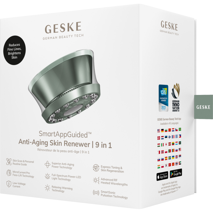 Антивіковий LED-випромінювач для відновлення шкіри обличчя GESKE Anti-Aging Skin Renewer 9в1 green