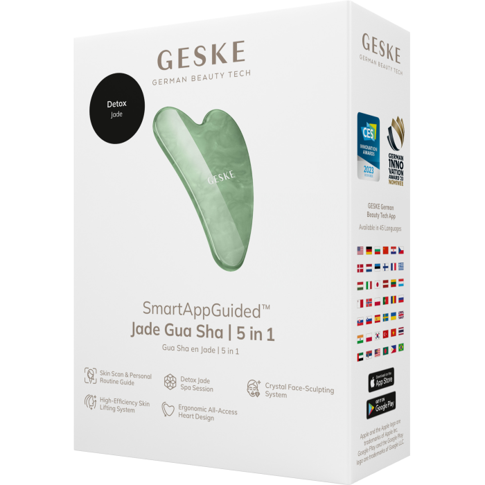 Нефритовий масажер-скребок гуаша GESKE SmartAppGuided Jade Gua Sha 5в1