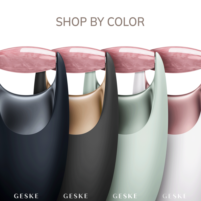 Ролер-масажер для обличчя з рожевим кварцом GESKE SmartAppGuided Rose Quartz Roller 5in1 black