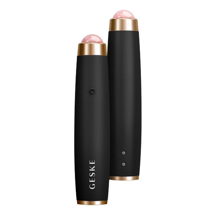 Ручка-масажер для обличчя з рожевим кварцом GESKE SmartAppGuided Sonic Rose Quartz LED Depuffing Pen 8in1 gray