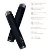 Ручка-масажер для обличчя з рожевим кварцом GESKE SmartAppGuided Sonic Rose Quartz LED Depuffing Pen 8in1 black