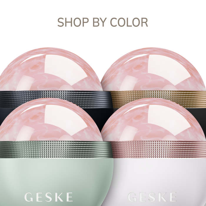 Кульковий масажер з рожевим кварцом GESKE SmartAppGuided Rose Quartz Depuffing Sphere 7in1 black