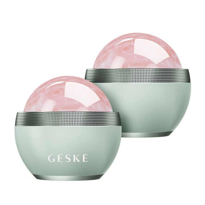 Кульковий масажер з рожевим кварцом GESKE SmartAppGuided Rose Quartz Depuffing Sphere 7in1 green