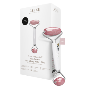 Ролер-масажер для обличчя та тіла з рожевим кварцом GESKE SmartAppGuided Rose Quartz Face & Body Roller 5in1 starlight