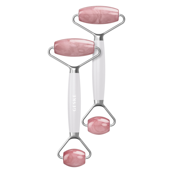 Ролер-масажер для обличчя та тіла з рожевим кварцом GESKE SmartAppGuided Rose Quartz Face & Body Roller 5in1 starlight