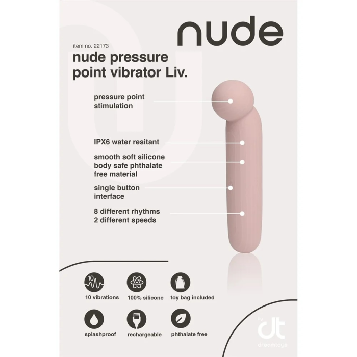 Точковий вібратор NUDE LIV у форматі тревел, рожево-бежевий