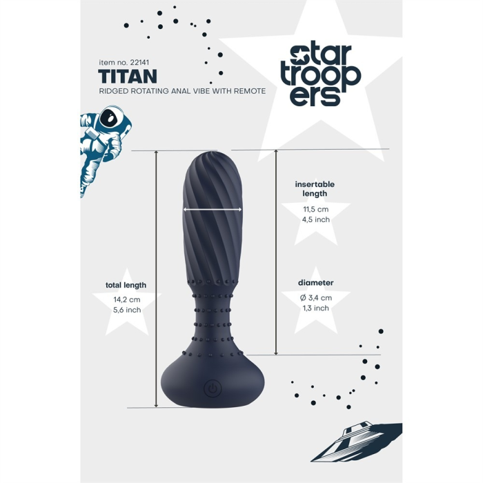 Анальний вібратор з пультом Dream Toys Startroopers Titan з обертовими кульками, синій