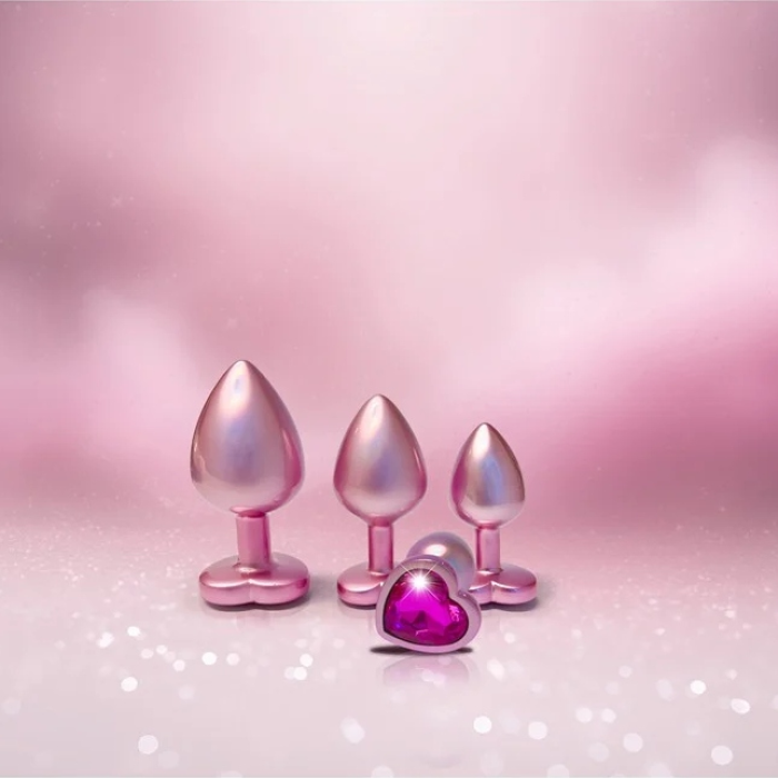 Набір із трьох анальних пробок Dream Toys Gleaming Love, розміри S, M, L, перламутрово-рожевий