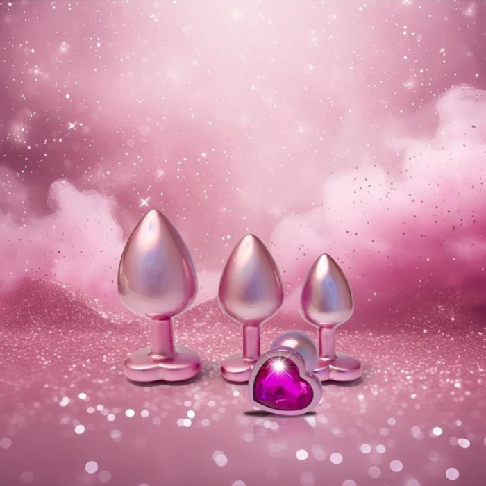 Набір із трьох анальних пробок Dream Toys Gleaming Love, розміри S, M, L, перламутрово-рожевий