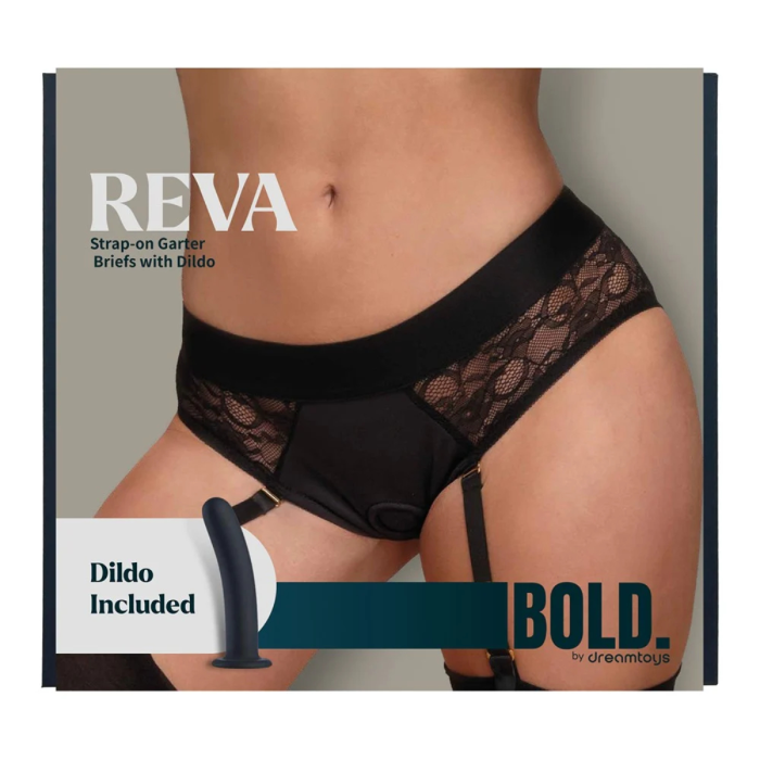 Страпон із трусиками-підв'язками Dream Toys Bold Reva, чорний, розмір S
