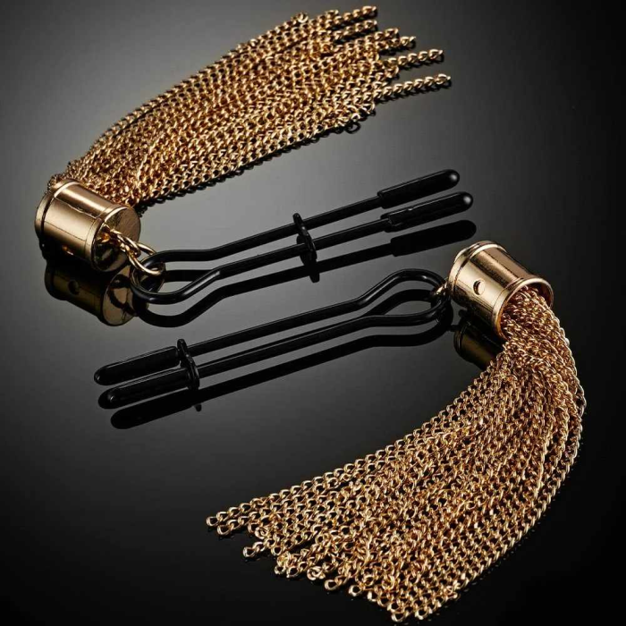 Затискачі для сосків Guilty Pleasure Tassel Tease Clamps, чорно-золоті