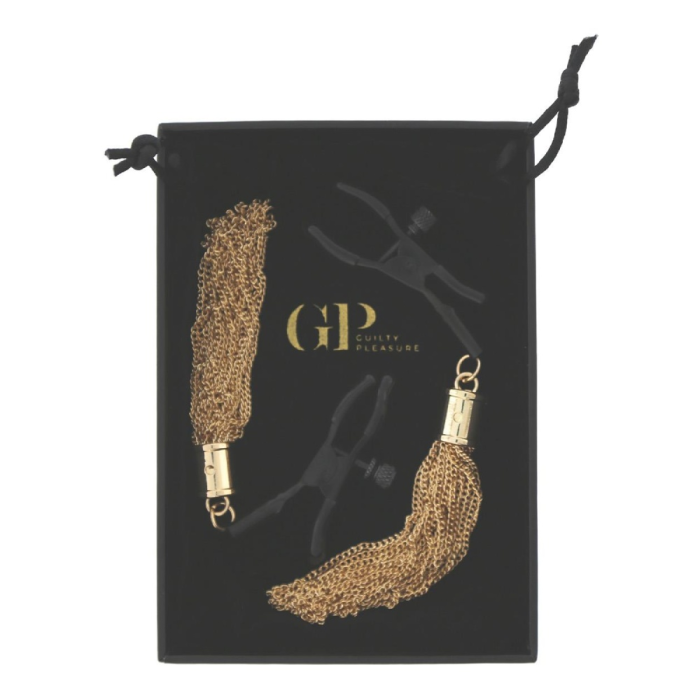 Затискачі для сосків Guilty Pleasure Draped Desire Clamps, чорно-золоті