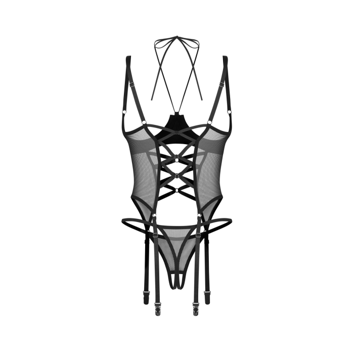 Корсет Obsessive Dominna cupless corset & crotchless thong L/XL
