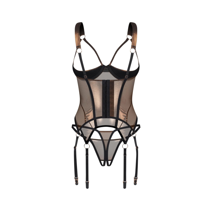 Корсет Obsessive Soranna cupless corset & crotchless thong S/M