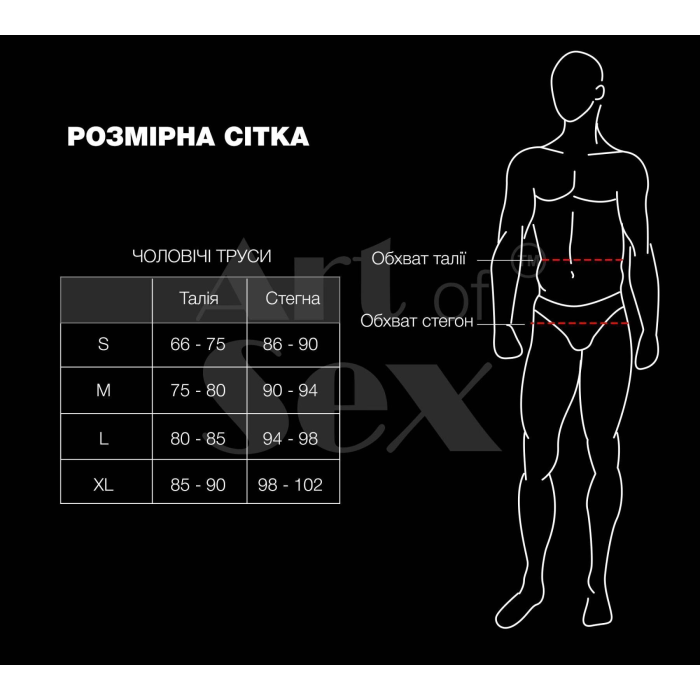 Чоловічі труси з сюрпризом Art of Sex - Gladiator, чорні з ефектом мокрого оксамиту, розмір L