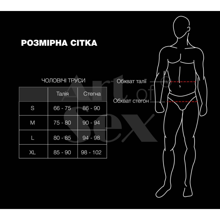 Чоловічі труси з сюрпризом Art of Sex - Gladiator, чорні з ефектом мокрого оксамиту, розмір XL