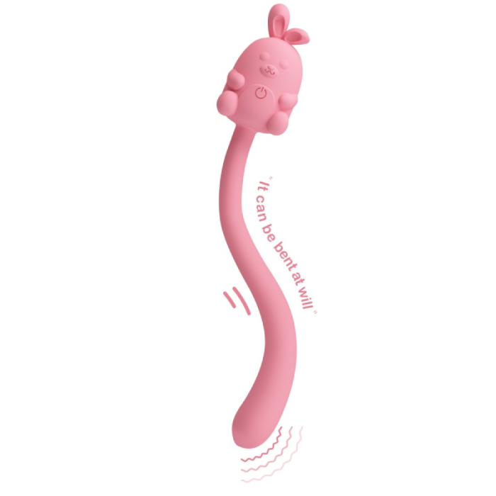 Міні-вібратор на паличці Pretty Love Cute Bunny, гнучкий, рожевий, 14,2 × 1,8 см